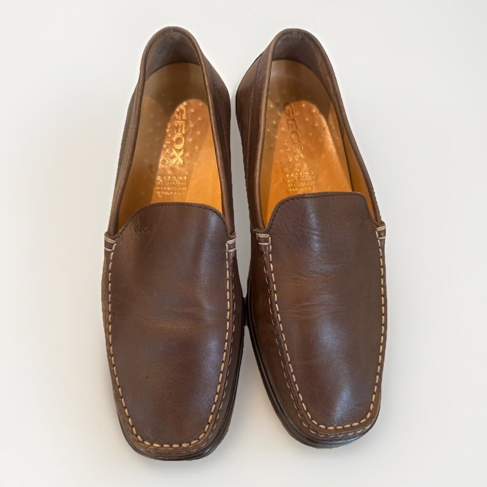 Geox Respira Leather Driving Shoes Loafers Brown Mens Size 11-11.5 US 45EU